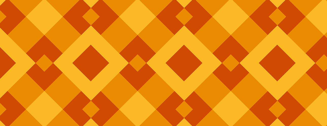 Braun-gelb-orange gekacheltes Muster.
