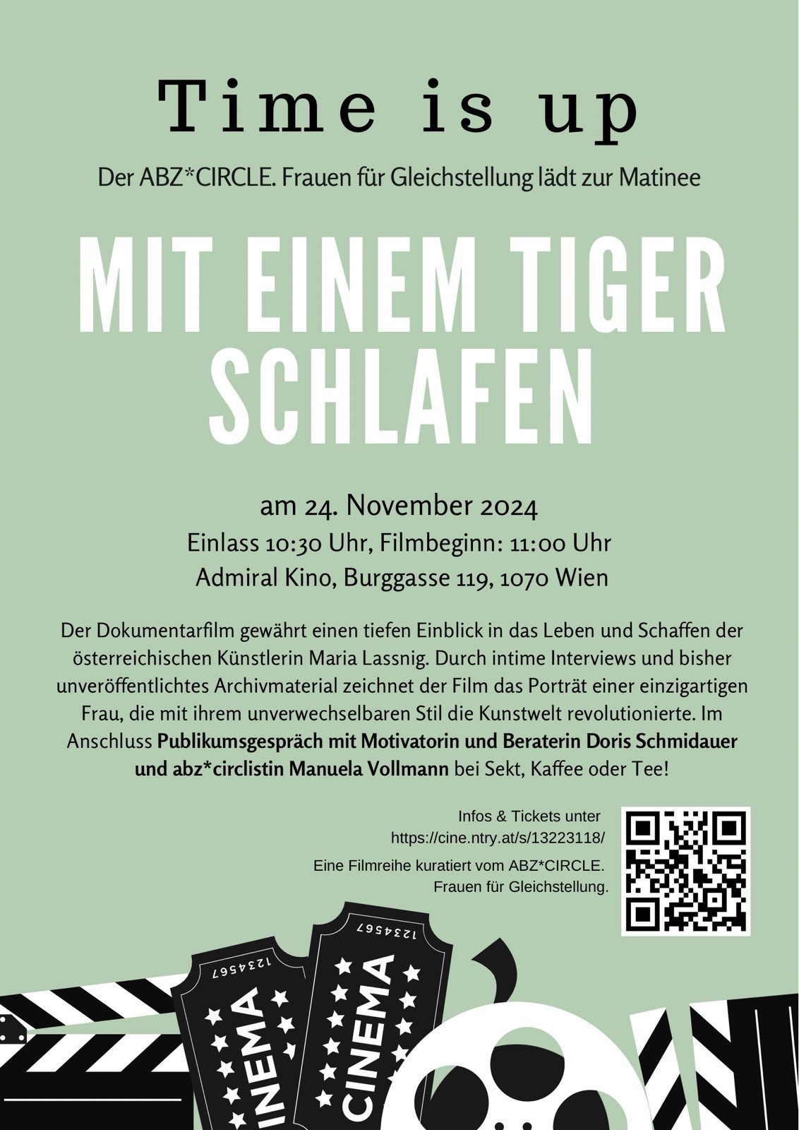Das Gleichstellungskino präsentiert MIT EINEM TIGER SCHLAFEN Kinoplakat MIT EINEM TIGER SCHLAFEN