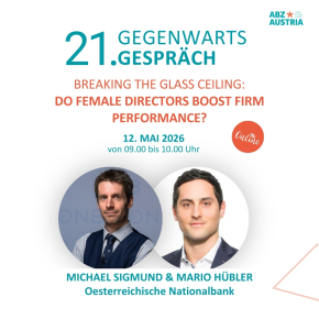 Einladung zum Gegenwartsgespräch von ABZ*AUSTRIA mit Bildern der beiden Vortragenden 