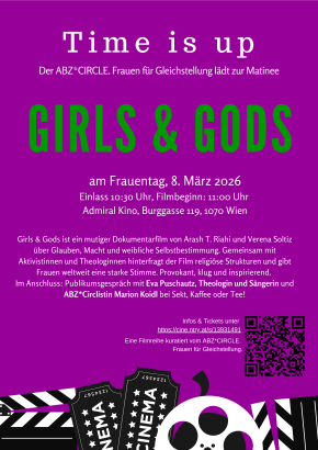 Filmplakat GIRLS & GODS mit Datum und Uhrzeit