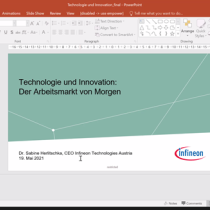 Bildschirmfoto mit Präsentationsfolie und Teilnehmer*innen, ABZ*AUSTRIA Gegenwartsgespräche Dr.in Sabine Herlitschka